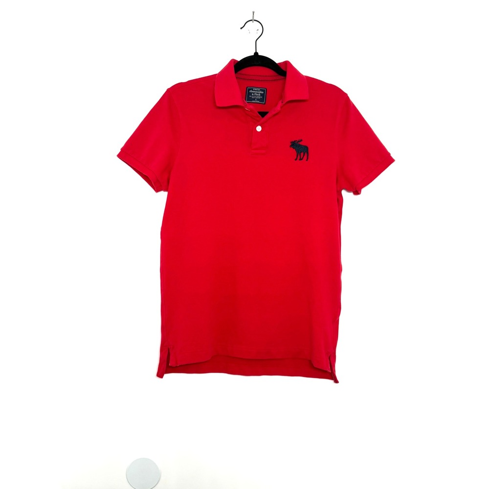 Abercrombie & Fitch Men's Small Red Big Moose Polo Y2K Stretch